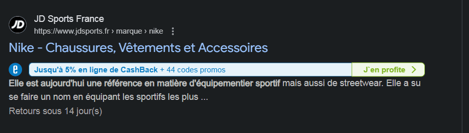 Exemple affichage extension web eBuyClub