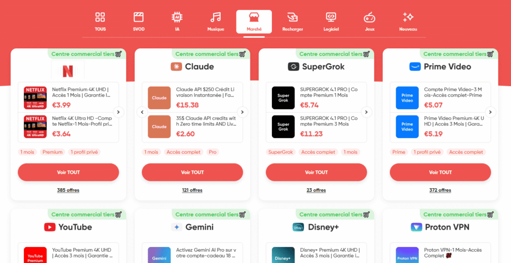 Vue marketplace GamsGo