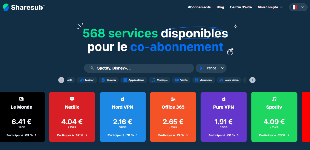 Comparatif Sharesub ou GamsGo : quelle plateforme est la plus rentable ? 36 Site Sharesub partage abonnements