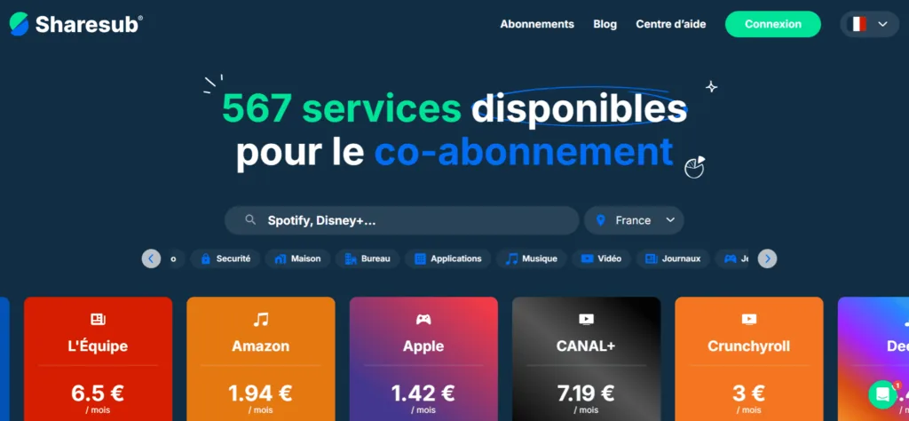 Quels sont les 4 meilleurs sites de partage d'abonnement ? 41 page accueil sharesub