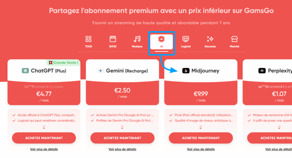 Trouver Midjourney sur GamsGo