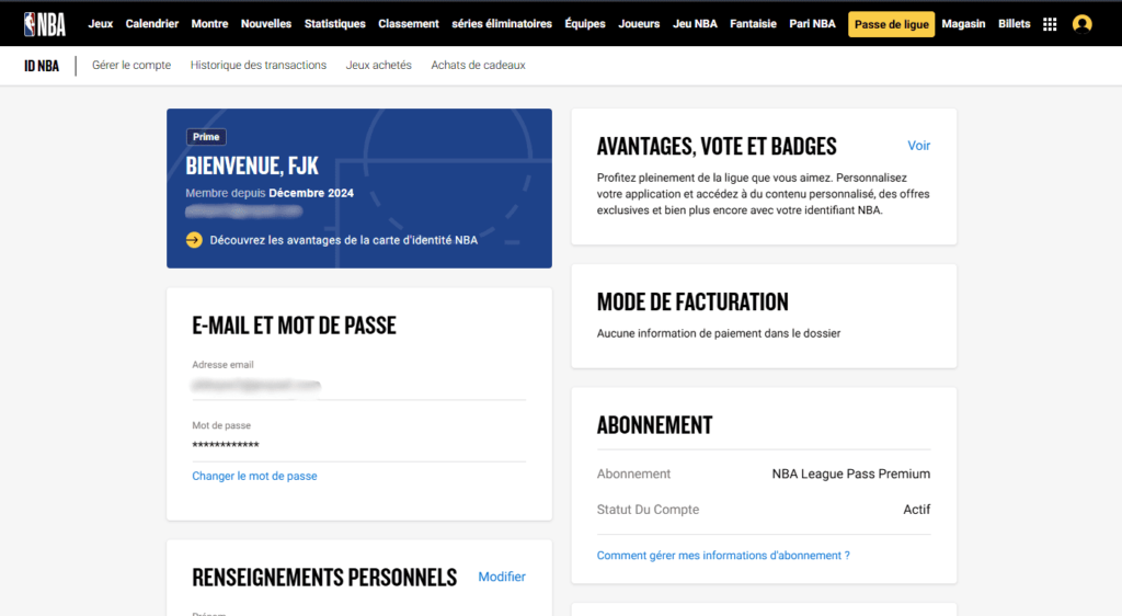 Comment avoir le NBA League Pass 4 fois moins cher sans VPN 41 Interface abonnement NBA League Pass Premium