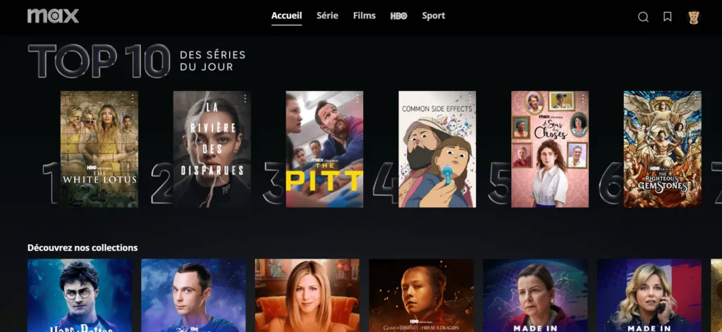 HBO MAX interface