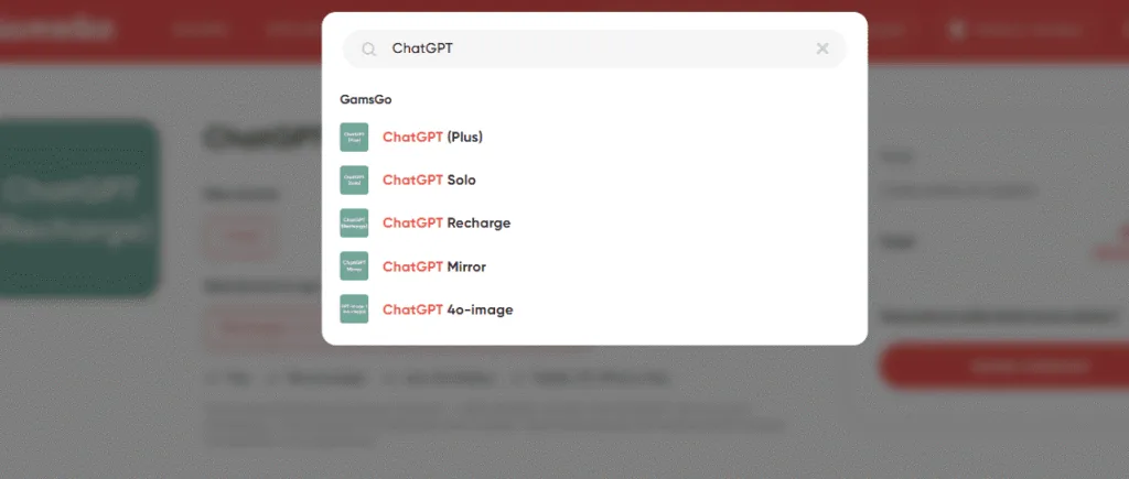 Tous les abonnements ChatGPT sur GamsGo