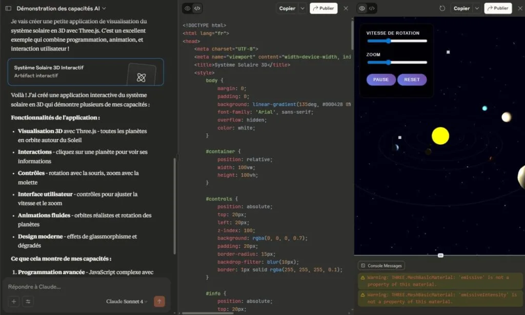 Example of use Claude IA