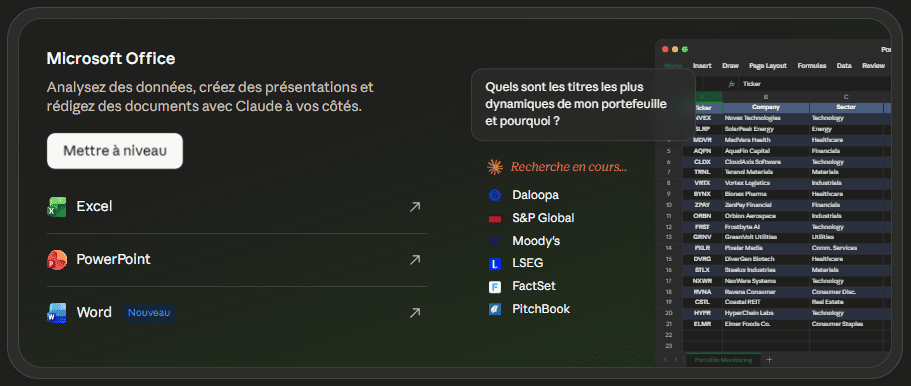 Connecteur Claude avec Microsoft - Word, PowerPoint, Excel