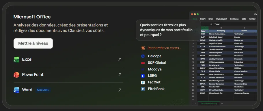 Connecteur Claude avec Microsoft - Word, PowerPoint, Excel