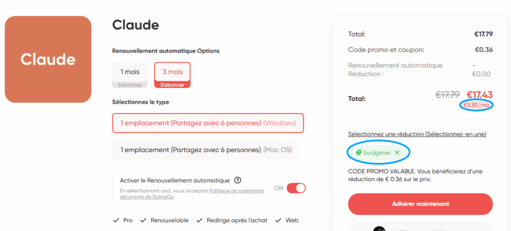 Comment avoir Claude AI moins cher dès 5,9€/mois 36 Code promo Claude AI sur GamsGo