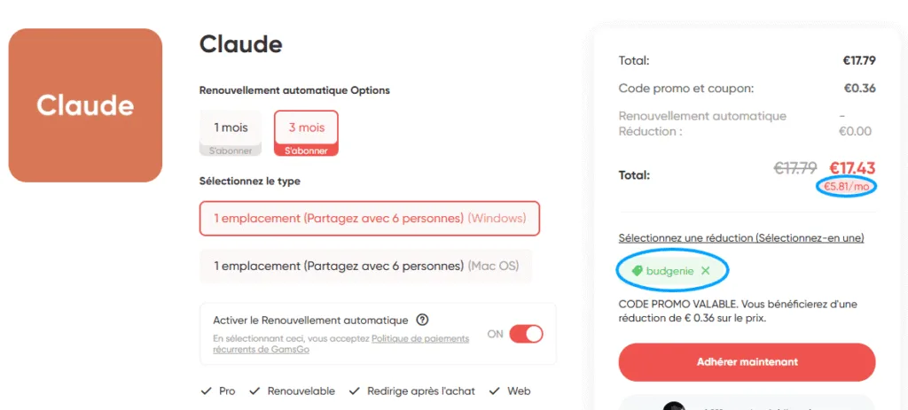 Claude AI promo code on GamsGo