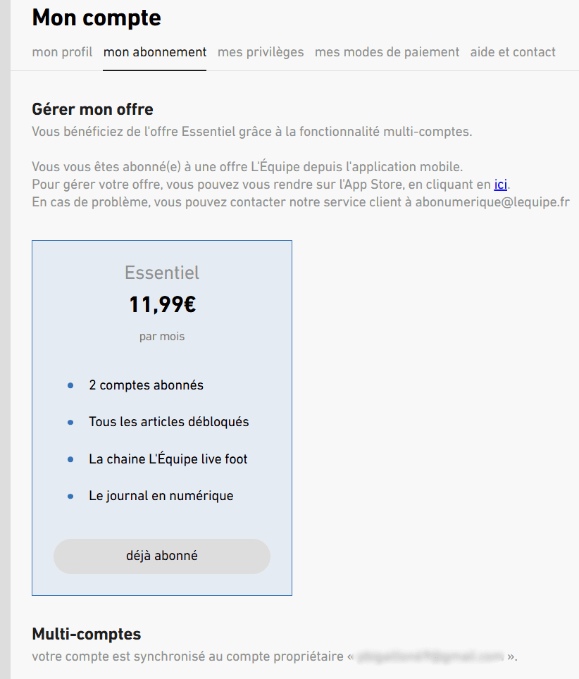 Comment avoir un abonnement à l'Équipe moins cher dès 7€/mois ? 40 Abonnement Premium à L'Équipe