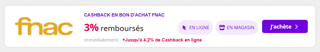 Double cashback Fnac sur eBuyClub