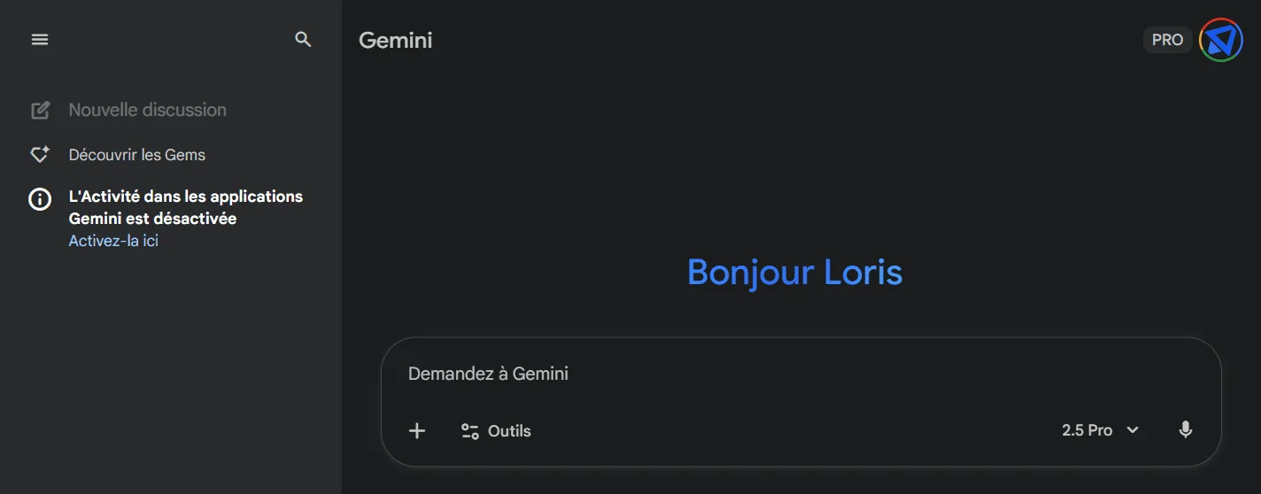 Vista Gemini Pro dopo la condivisione