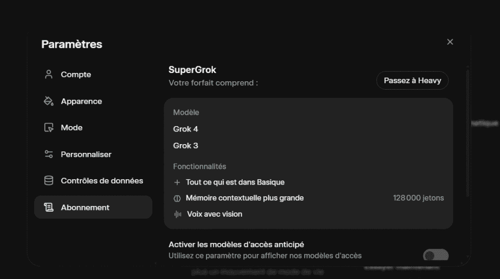 Comment avoir Grok pas cher dès 7.70€/mois au lieu de 26€ 38 Vue du compte SuperGrok