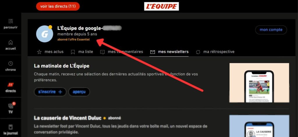 Comment avoir un abonnement à l'Équipe moins cher dès 7€/mois ? 41 Vue du compte partagé L'Équipe