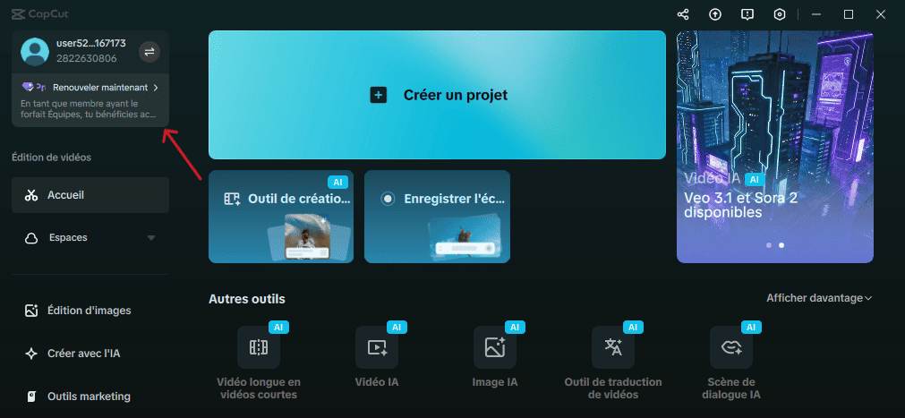 Accès CapCut Pro ordinateur