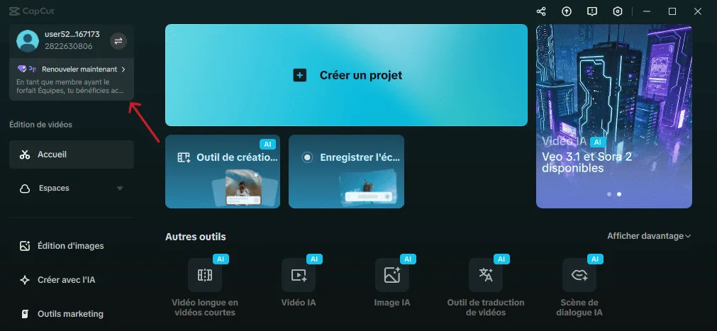 Accès CapCut Pro ordinateur