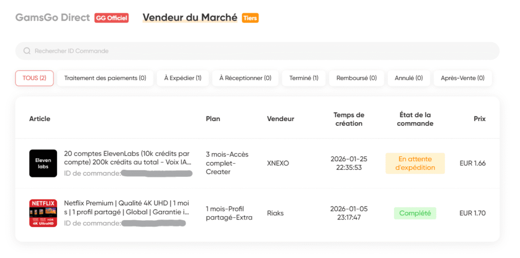Souscription ElevenLabs sur marketplace