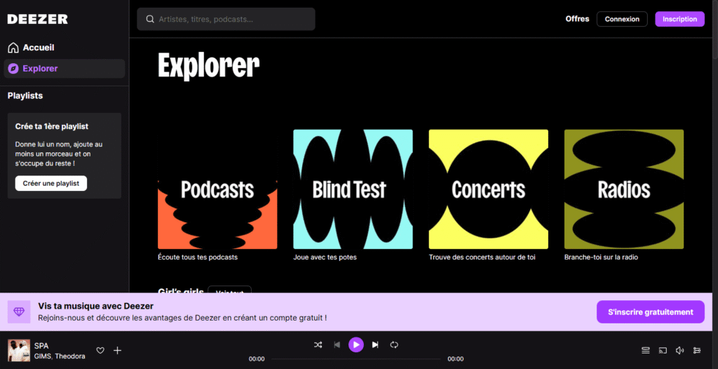 Quelle plateforme de streaming musical est la moins chère en 2026 ? 36 Interface web Deezer