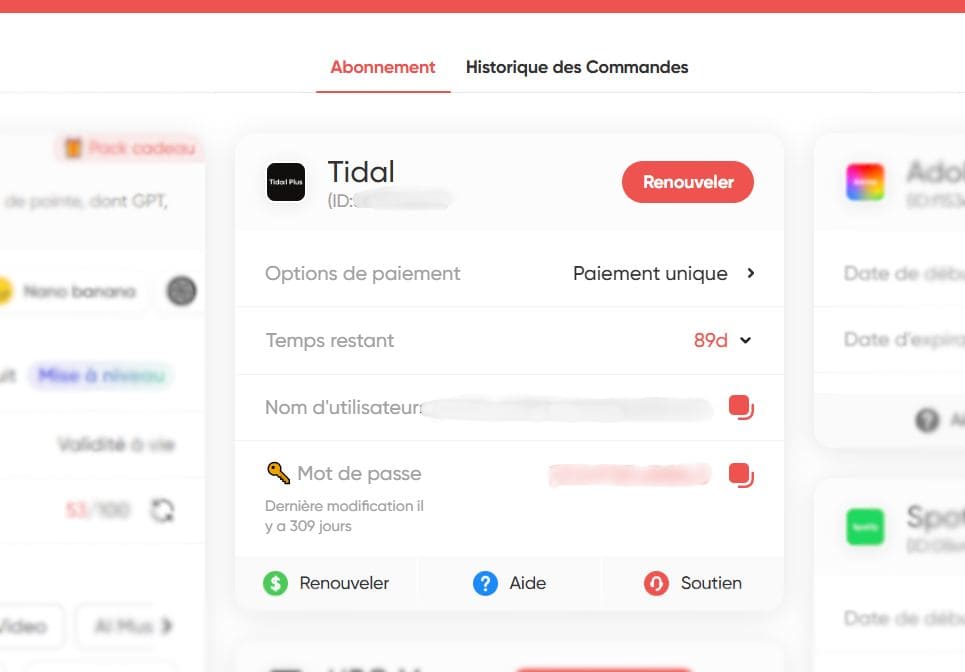 Récupération accès compte Tidal sur GamsGo