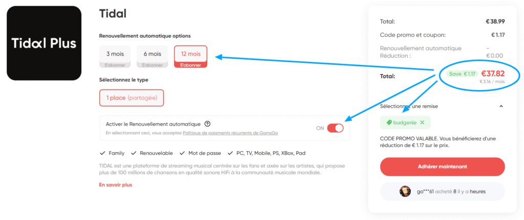 Tidal moins cher avec ces 3 astuces sur GamsGo