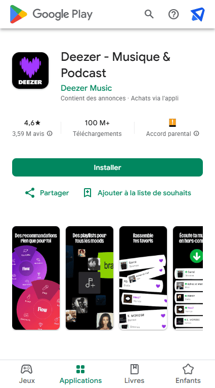 Application Deezer Google Play