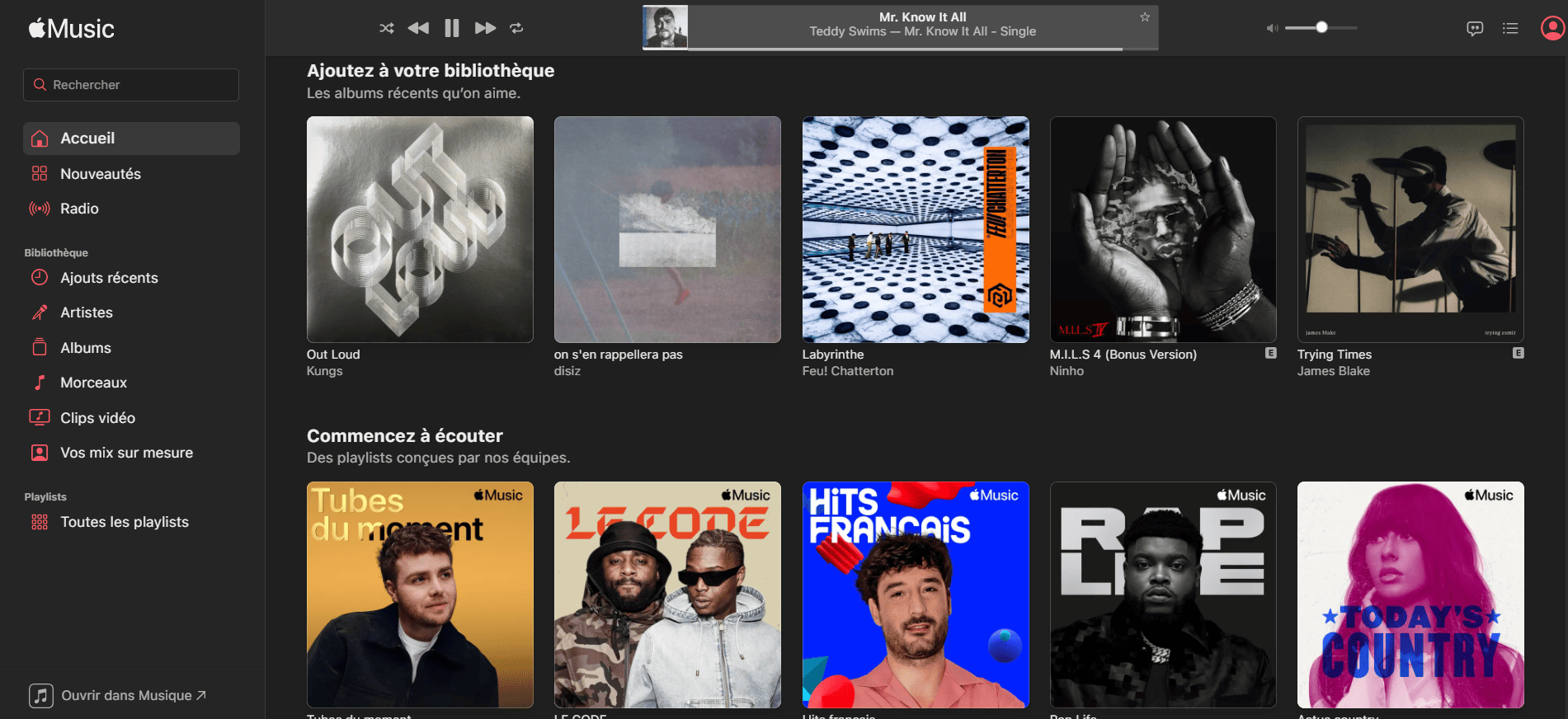 Connexion et accès à Apple Music