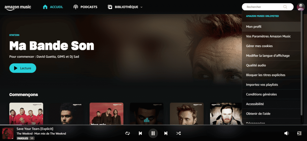 Connexion et acces Amazon Music Unlimited