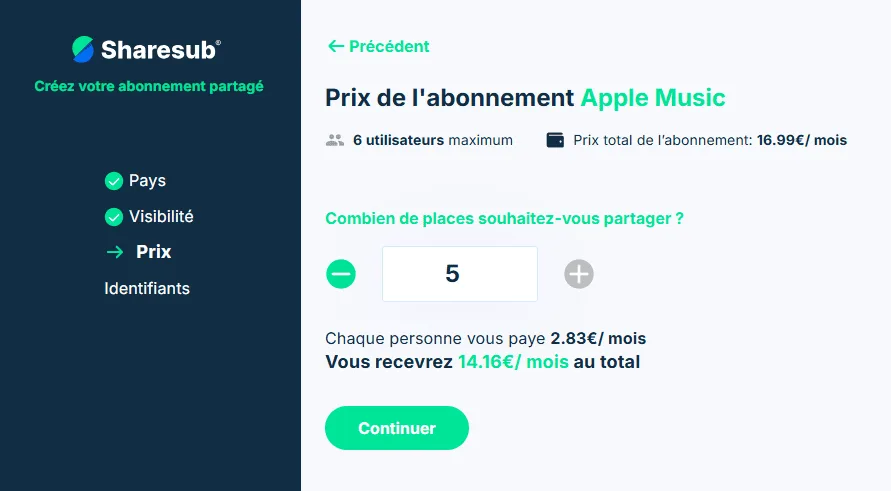 Create a shared Apple Music subscription on Sharesub