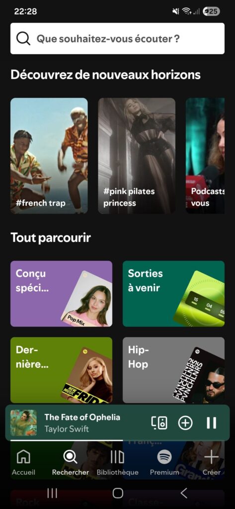 Interface mobile Spotify