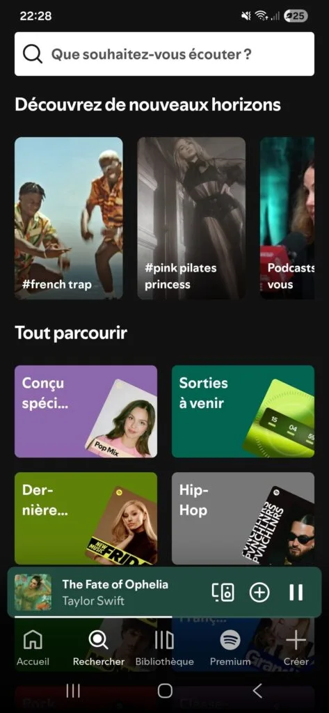 Interface mobile Spotify