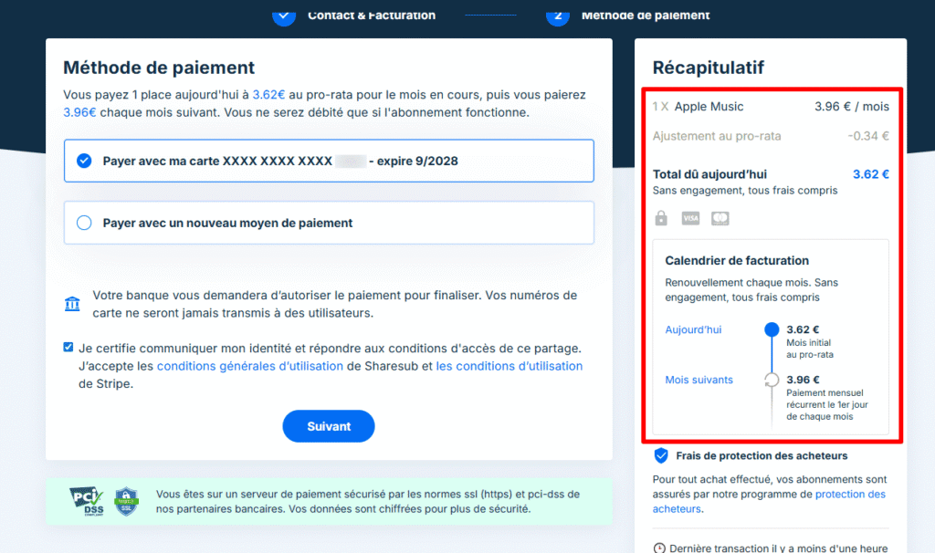 Paiement Apple Music sur Sharesub