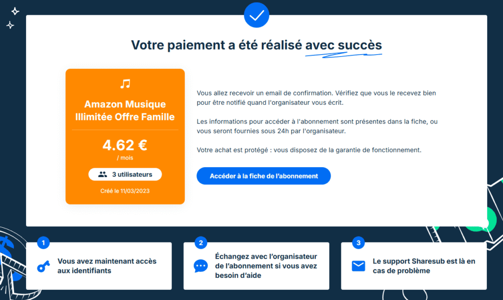 Paiement validé Amazon Music