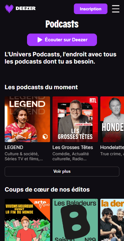 Podcasts sur Deezer