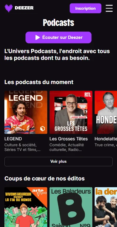 Podcasts sur Deezer