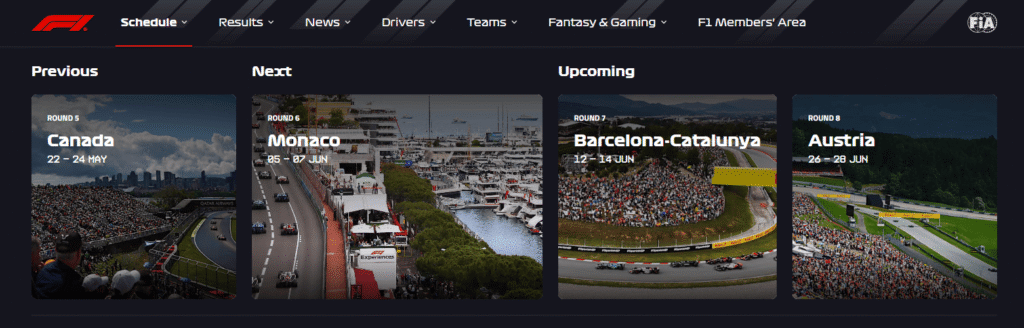 Calendrier prochaines courses en direct F1 TV PRO