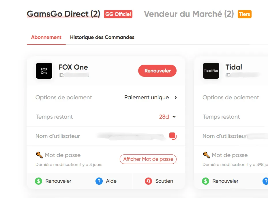 Récupérer identifiants de connexion Fox One